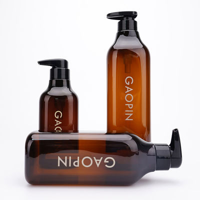 ขวดแชมพูและครีมนวดผมทรงสี่เหลี่ยมสีเหลืองอำพัน 500ml 300ml 600ml 1000ml