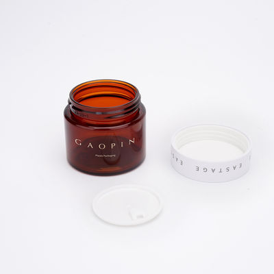 ขวดพลาสติกเครื่องสำอางสีเหลืองอำพันบรรจุภัณฑ์บำรุงผิว PET ปลอดสารพิษไม่มีกลิ่น