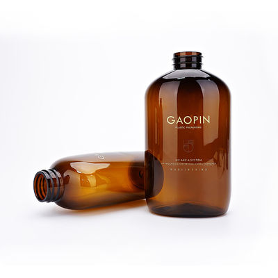 ขวด PET สีเหลืองอำพัน 340ml 520ml บรรจุภัณฑ์เจลอาบน้ำขวดแชมพูพลาสติก