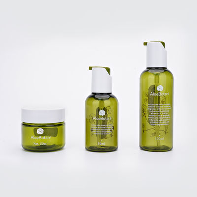 Light Green Plastic Lotion Bottle 50ml PETG Cosmetic Jar And Bottles Set