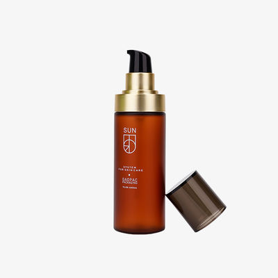 ขวดพลาสติก PET สีเหลืองอำพันปั๊มกดขวด 100ml ขวดโลชั่นพลาสติกเครื่องสำอาง