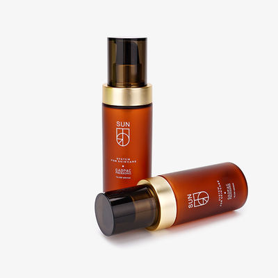 ขวดพลาสติก PET สีเหลืองอำพันปั๊มกดขวด 100ml ขวดโลชั่นพลาสติกเครื่องสำอาง