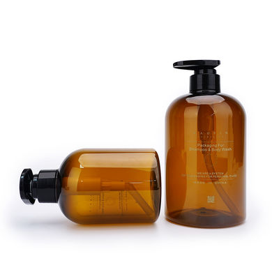 ขวดปั๊มพลาสติกสีเหลืองอำพัน 400ML 760ML ซักมือขวดเปล่า