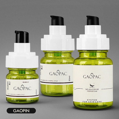 40ml 50ml 130ml ขวดโลชั่นพลาสติกสีเขียวชุดบรรจุภัณฑ์เครื่องสำอางสุดหรู
